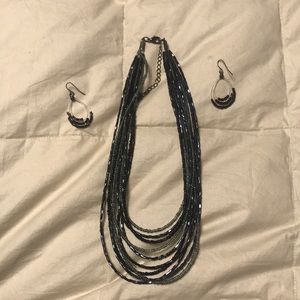 Multi strand beaded necklace & earrings
